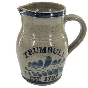 Trumbull Vintage Studio Pottery Stoneware Pitcher Marked and Signed 6.5"